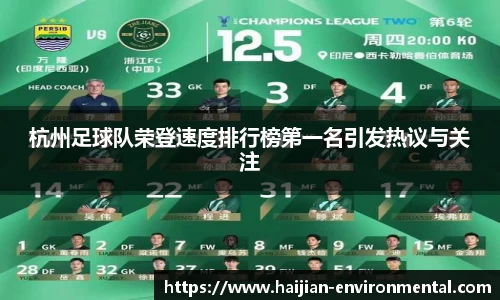 杭州足球队荣登速度排行榜第一名引发热议与关注